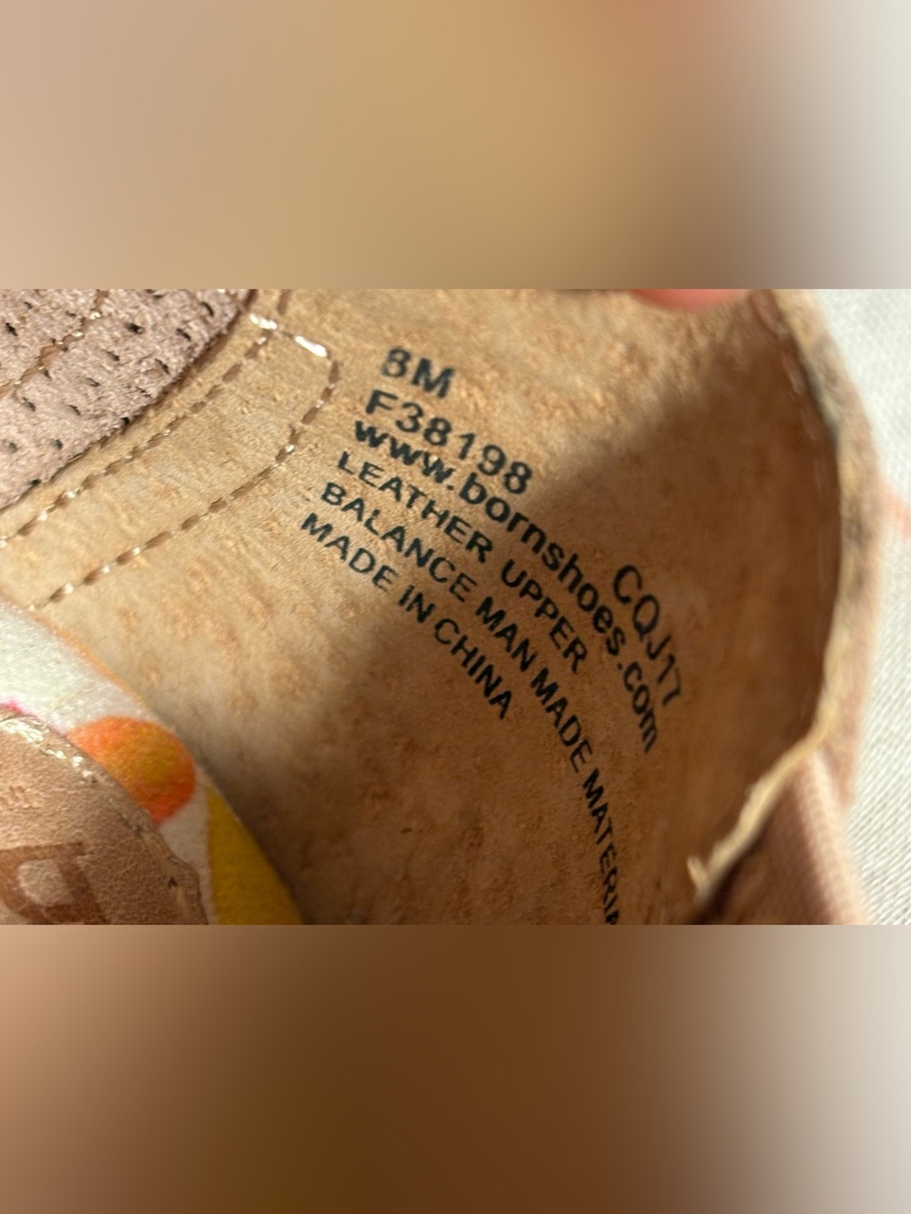 Born Julianne Perforated Blush/Beige Leather Ballet Flats w Colorful Interior 8M - Picture 3 of 10